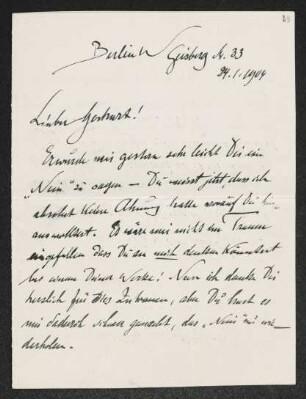 Brief von Walter Leistikow an Gerhart Hauptmann