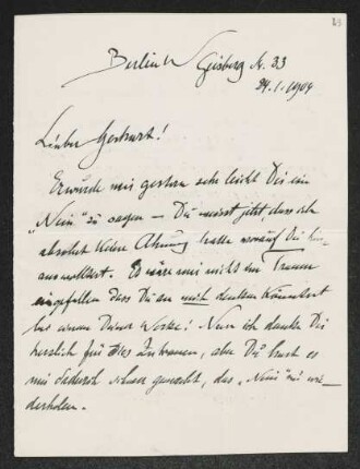 Brief von Walter Leistikow an Gerhart Hauptmann
