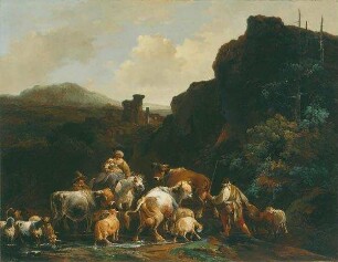 Gebirgslandschaft mit Herde