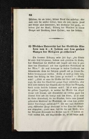 Welchen Unterricht hat der Geistliche Kindern von 6 - 8 Jahren aus dem großen Ganzen der Religion zu ertheilen?