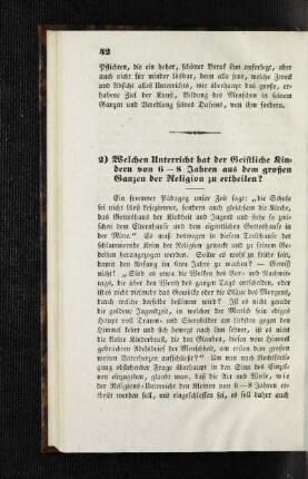 Welchen Unterricht hat der Geistliche Kindern von 6 - 8 Jahren aus dem großen Ganzen der Religion zu ertheilen?
