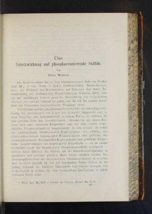 Über Druckwirkung auf phosphoreszierende Sulfide