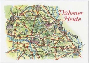 Kossa-Pressel. Schematische Übersichtskarte der Dübener Heide, Ansichtskarte