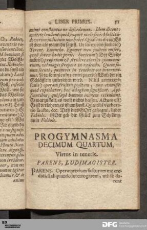 Progymnasma Decimum Quartum. Virtus in teneris.