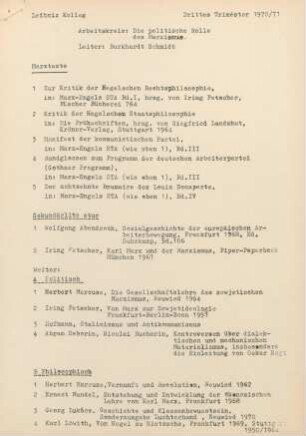 Drittes Trimester 1970/71