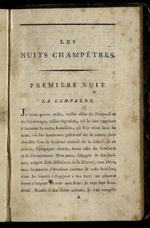 Premiere Nuit. La Campagne.