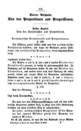 Vierter Abschnitt. Von den Proportionen und Progressionen.