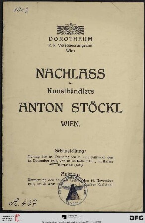 Nachlass des Kunsthändlers Anton Stöckl, Wien : Auktion: 13. und 14. November 1913 (Katalog Nr. 239)