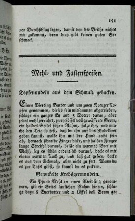 Mehl- und Fastenspeisen.