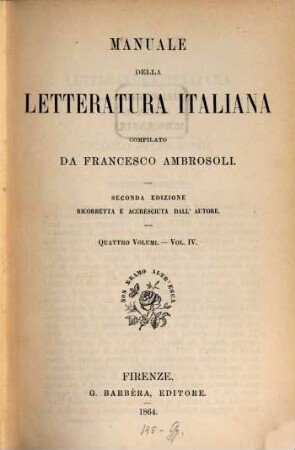 Manuale della letteratura italiana : quattro volumi, 4