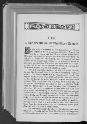 1. Der Beamte im wirtschaftlichen Kampfe.