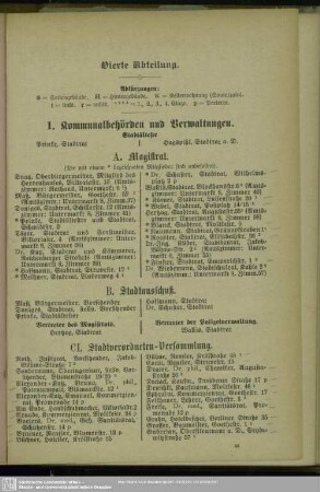 1. Kommunalbehörden und Verwaltungen
