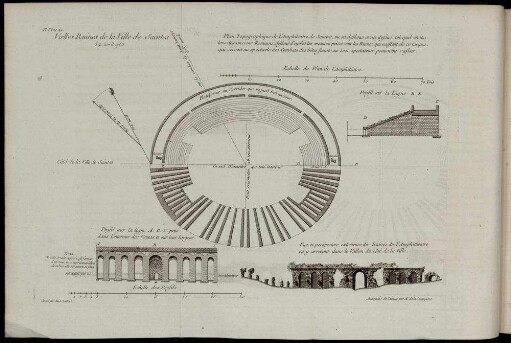 Pl. V. Vielles Ruines de la Ville de Saintes [...] Plan Topographique de L'Amphiteatre [...]