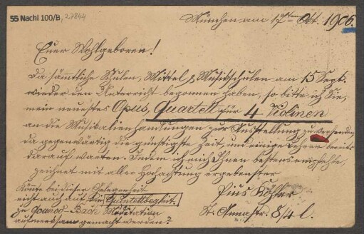 Brief an B. Schott's Söhne : 17.10.1906