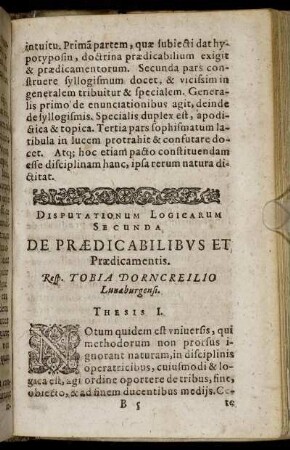 Disputationum Logicarum Secunda, De Prædicabilibus Et Prædicamentis