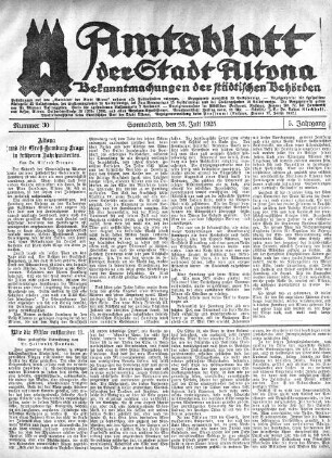 Nummer 30 : Sonnabend, den 25. Juli 1925