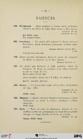 Faïences (Nr. 248-254)