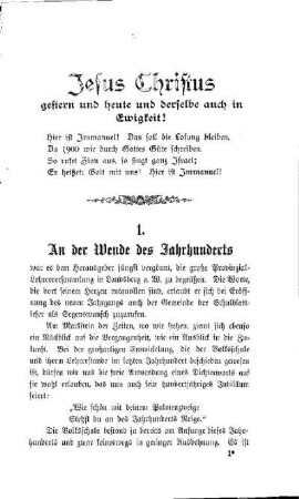 An der Wende des Jahrhunderts