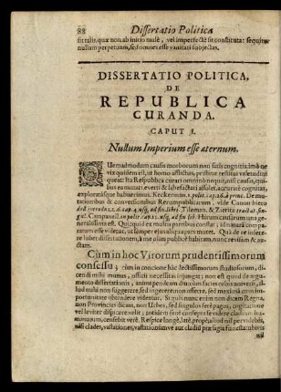 Caput I. Nullum Imperium esse aeternum.