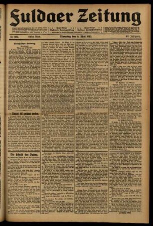 Erste Ausgabe vom Dienstag, den 06. Mai 1913.