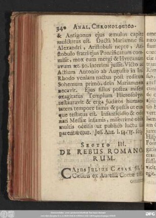 Sectio III. De Rebus Romanorum.