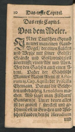 Das erste Capitel. Von dem Adeler.