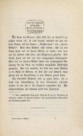 Johann Hinrich Wichern : e. Lebensbild aus d. Gegenwart