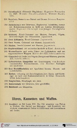 Uhren, Kassetten und Waffen (Nr. 273-348)