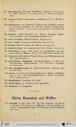 Uhren, Kassetten und Waffen (Nr. 273-348)