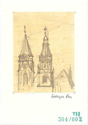 Fischer, Theodor; Freiberg; Freiberger Dom, Türme - Teilansicht