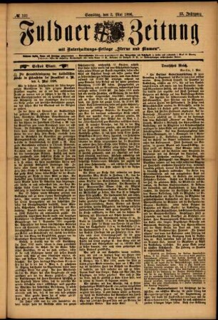Erste Ausgabe vom Samstag, den 02. Mai 1896.