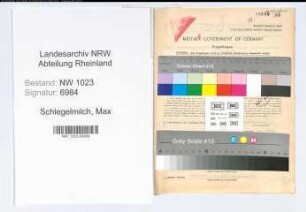 Entnazifizierung Max Schlegelmilch , geb. 20.04.1893 (Verw.Oberinspektor)