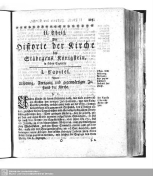 II. Theil. Die Historie der Kirche des Städtgens Königstein, in sieben Capiteln