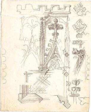 Thiersch, August ; Marburg (Hessen); Elisabethkirche - Fenster (Details)