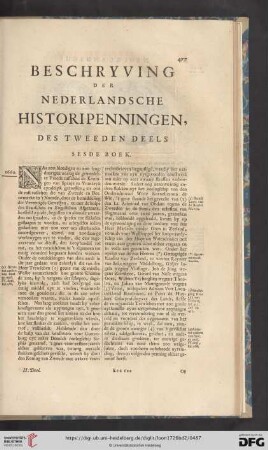 Beschryving der Nederlandsche Historipenningen, des tweeden Deels sesde Boek