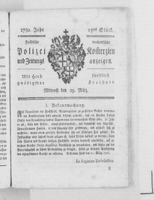 13tes Stück., Ausgabe vom 29. März 1780