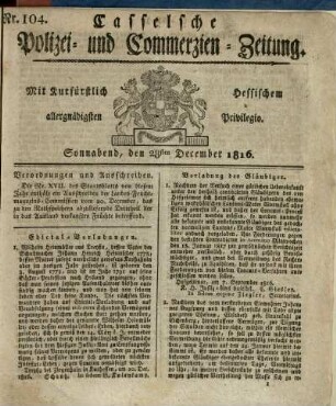 Nr. 104, Sonnabend, den 28sten December 1816