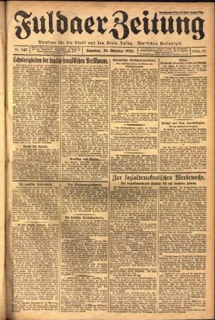 Erste Ausgabe vom Sonntag, den 24. Oktober 1926.
