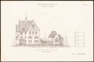 Höhere Töchterschule Essen: Ansicht, Schnitt