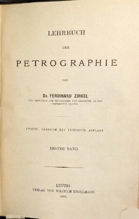 Lehrbuch der Petrographie, 1