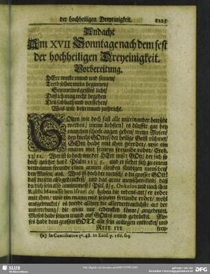 Andacht Am XVII Sonntage nach dem fest der hochheiligen Dreyeinigkeit
