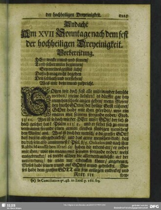 Andacht Am XVII Sonntage nach dem fest der hochheiligen Dreyeinigkeit