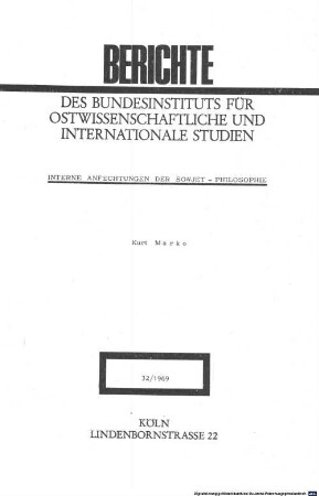 Interne Anfechtungen der Sowjet-Philosophie
