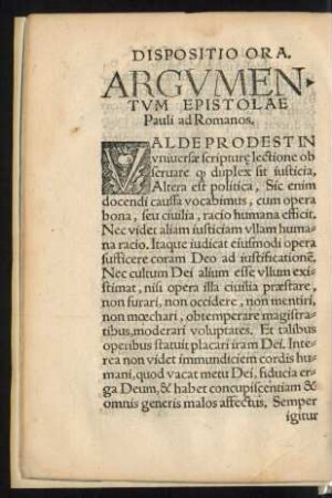Argumentum Epistolae Pauli ad Romanos.