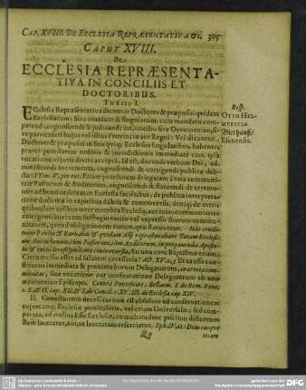 Caput XVIII. De Ecclesia Repraesentativa In Conciliis Et Doctoribus