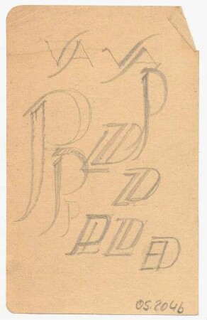 Kalligrafieskizzen : Skizzen zu pespektivischen Darstellungen der Buchstaben P, L, E D, V A