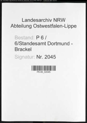 Sterberegister Standesamt Dortmund-Brackel (VI)