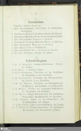 IV. [VI.] Lehrerkollegium