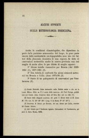 Alcuni Appunti Sulla Meteorologia Bresciana.