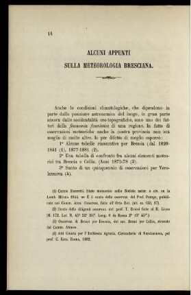 Alcuni Appunti Sulla Meteorologia Bresciana.